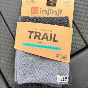 Injinji Trail Midweight Mini Crew Toesocks XL Coolmax EcoMade Running Socks NWT